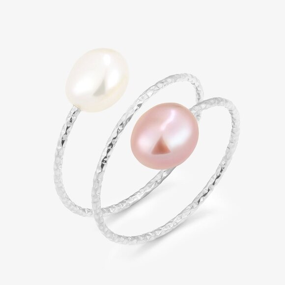 Orbit Wire Design Double Pearl Ring - Picture 3 of 4
